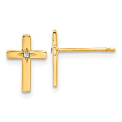 14K Two-Tone Gold Cross Post Earrings
