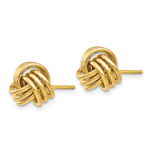 14K Yellow Gold Polished Triple Knot Post Earrings