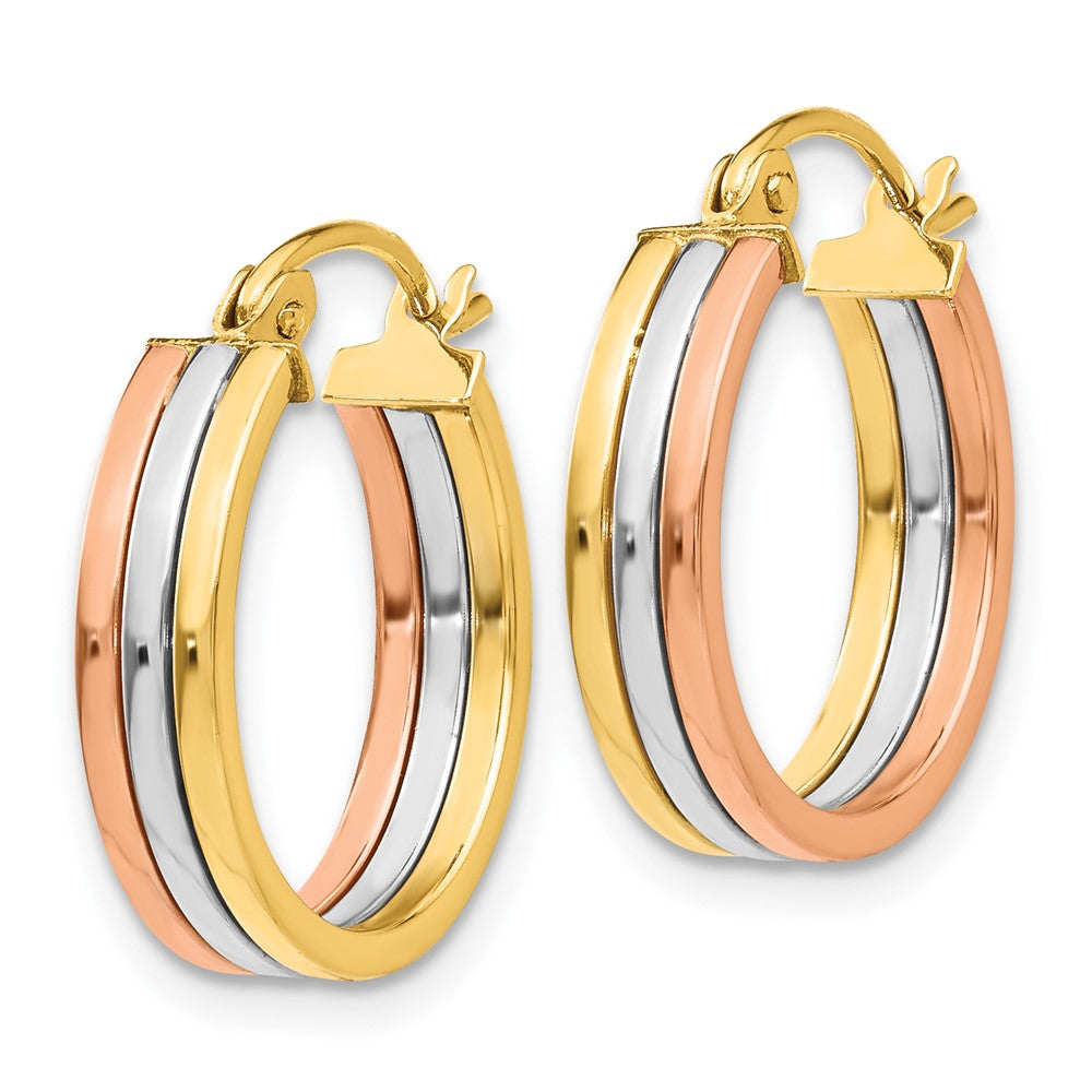 14K Tri-Color Gold Hoop Earrings