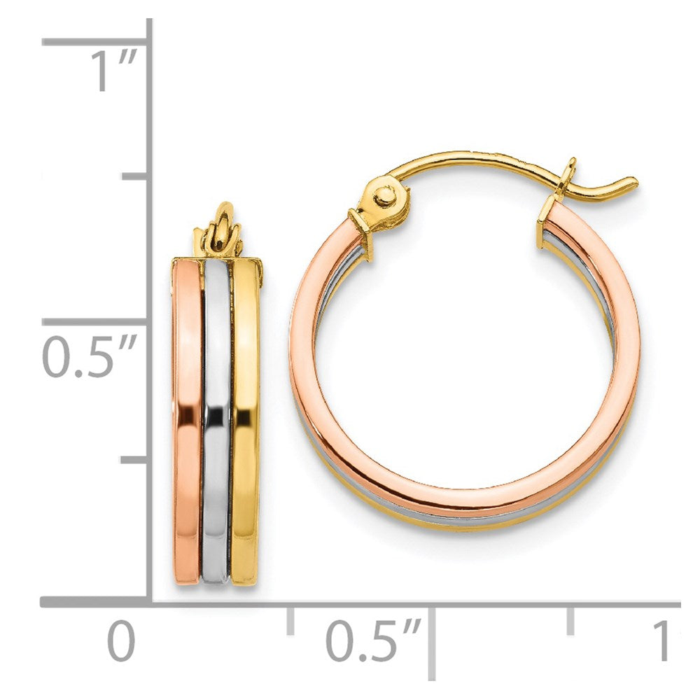 14K Tri-Color Gold Hoop Earrings