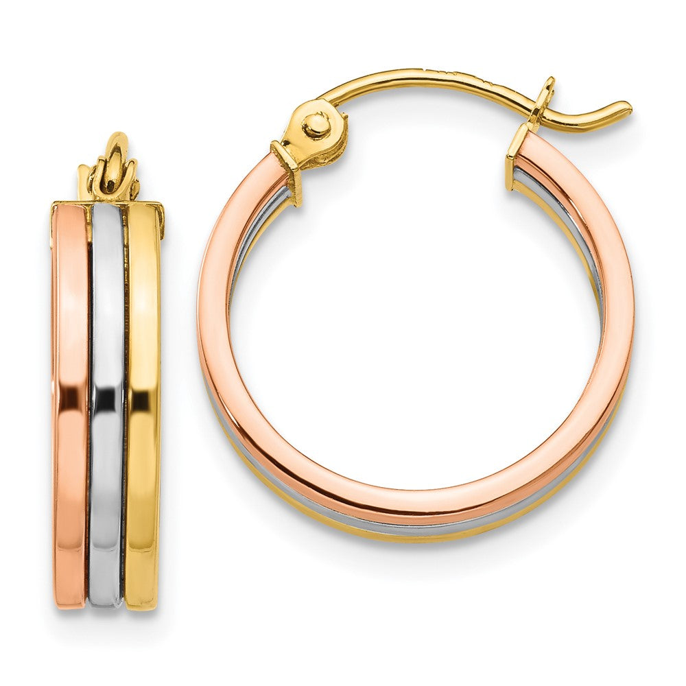 14K Tri-Color Gold Hoop Earrings