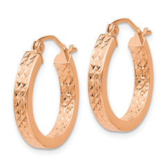 14K Rose Gold Diamond-cut In and Out Hoop Earrings