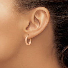 14K Rose Gold Diamond-cut In and Out Hoop Earrings