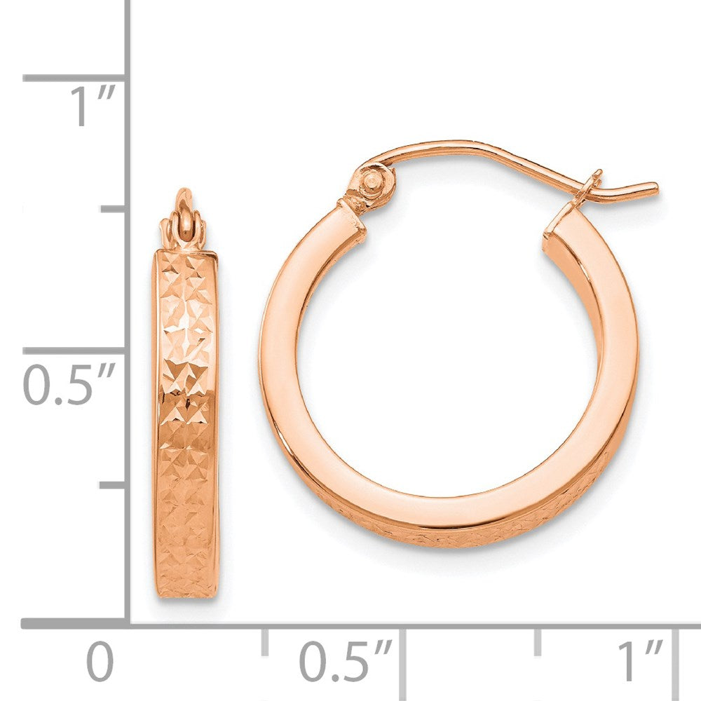 14K Rose Gold Diamond-cut In and Out Hoop Earrings