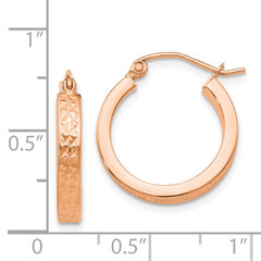 14K Rose Gold Diamond-cut In and Out Hoop Earrings