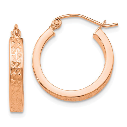 14K Rose Gold Diamond-cut In and Out Hoop Earrings