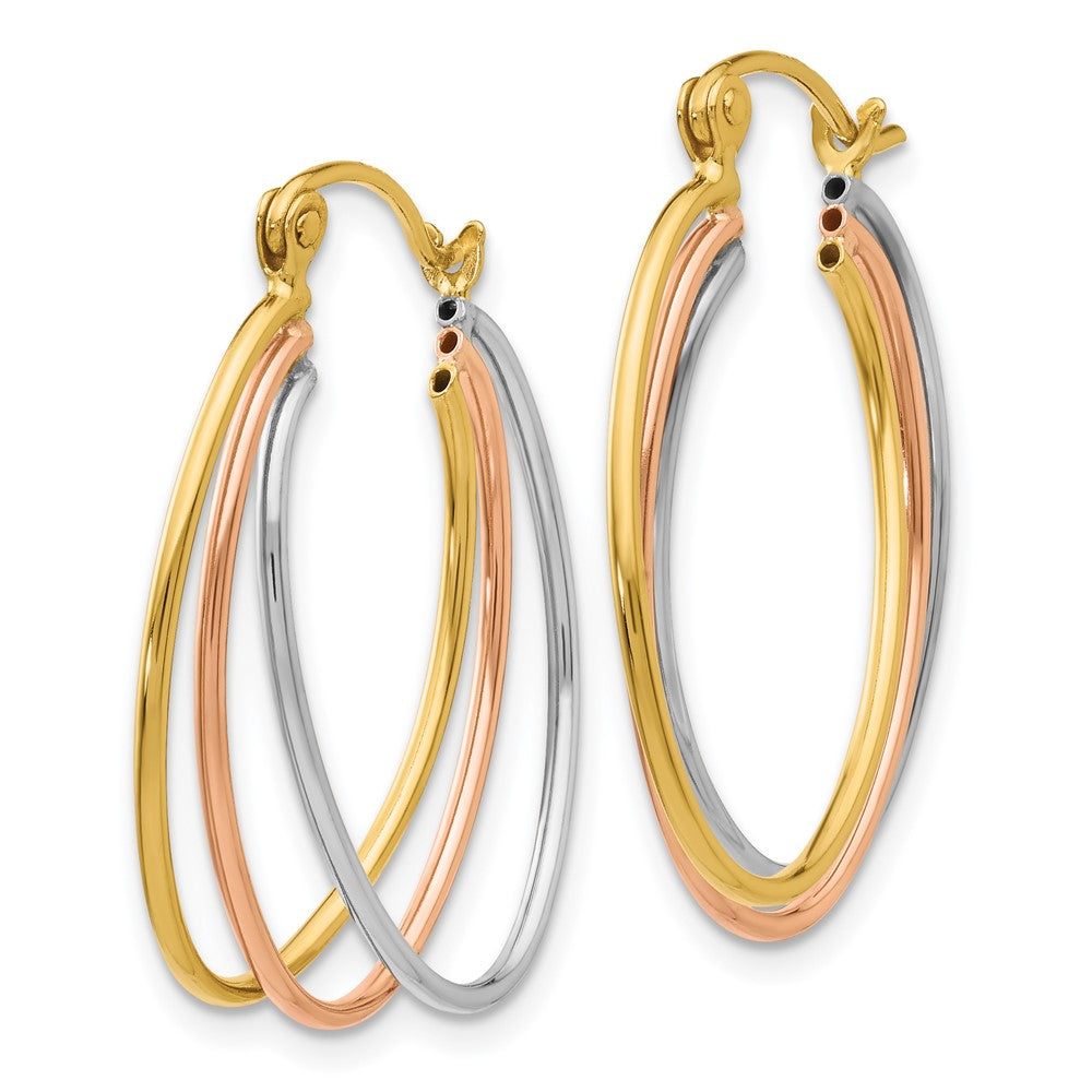 14K Tri-Color Gold Hoop Earrings