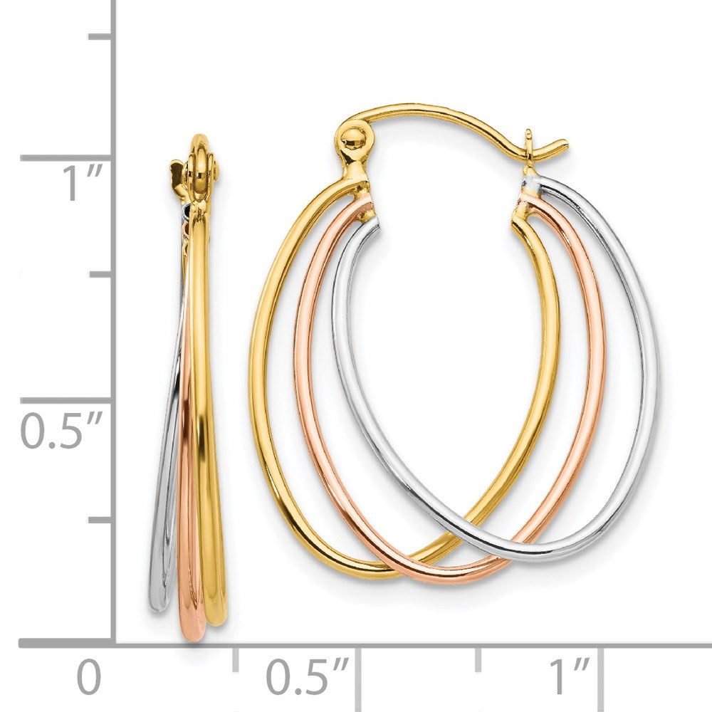 14K Tri-Color Gold Hoop Earrings