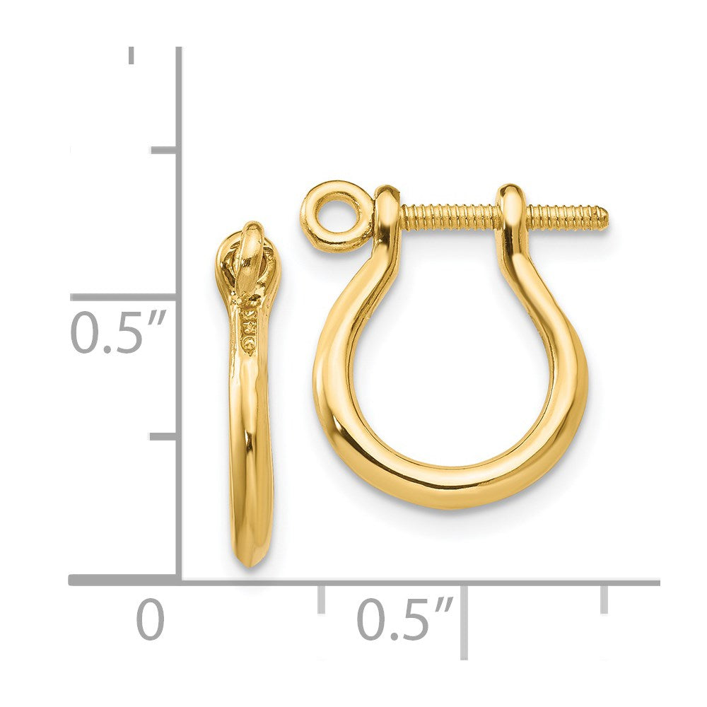 14K Yellow Gold 3D Shackle Link Screw Earrings