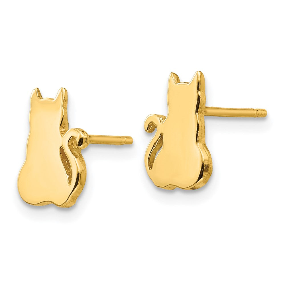 14K Yellow Gold Cat Earrings