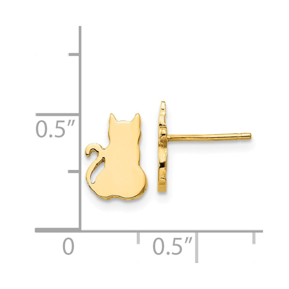 14K Yellow Gold Cat Earrings