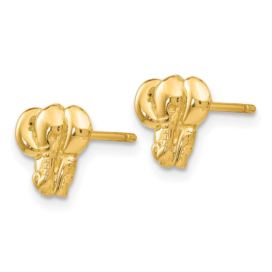 14K Yellow Gold Elephant Earrings