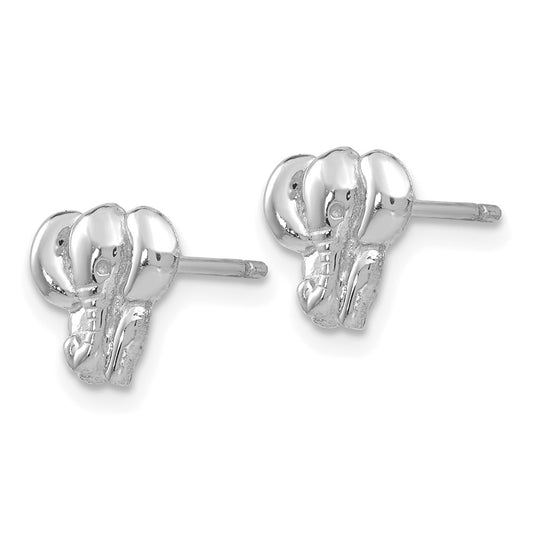 14K White Gold Elephant Earrings