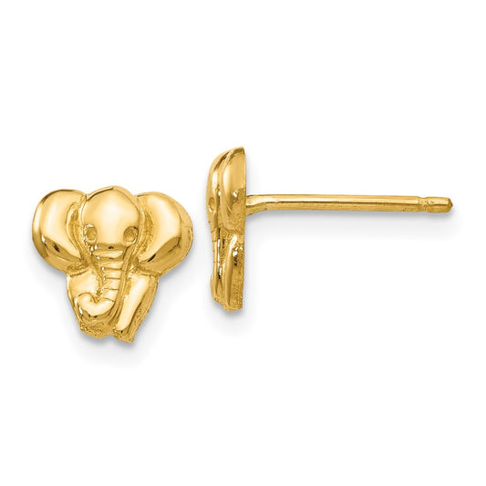 14K Yellow Gold Elephant Earrings