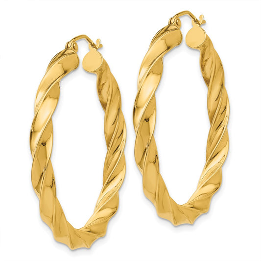 14K Yellow Gold Light Twisted Hoop Earrings