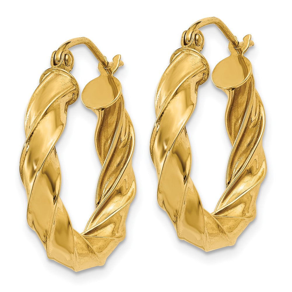 14K Yellow Gold Light Twisted Hoop Earrings