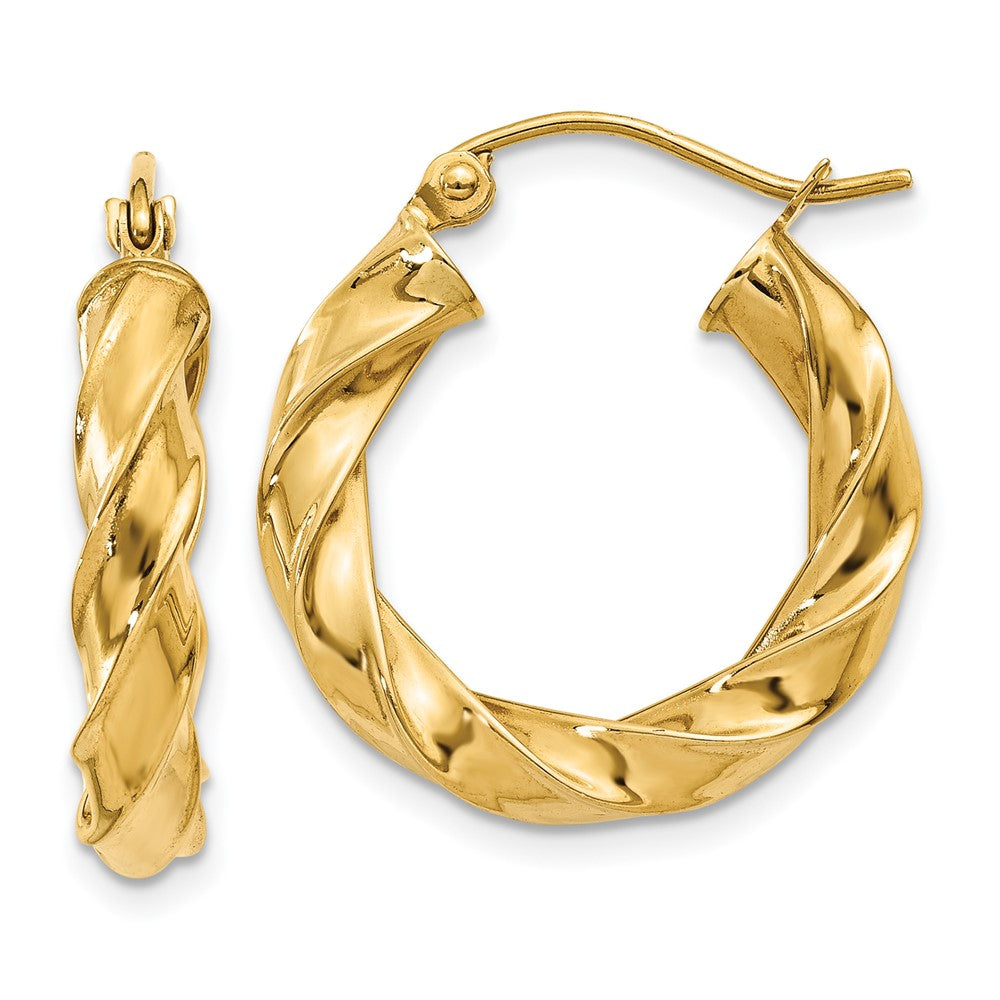 14K Yellow Gold Light Twisted Hoop Earrings