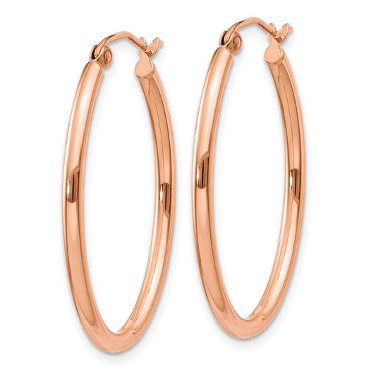 14K Rose Gold Oval Hoop Earrings