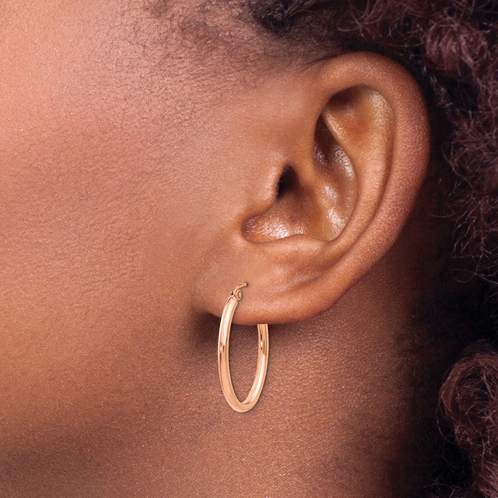 14K Rose Gold Oval Hoop Earrings