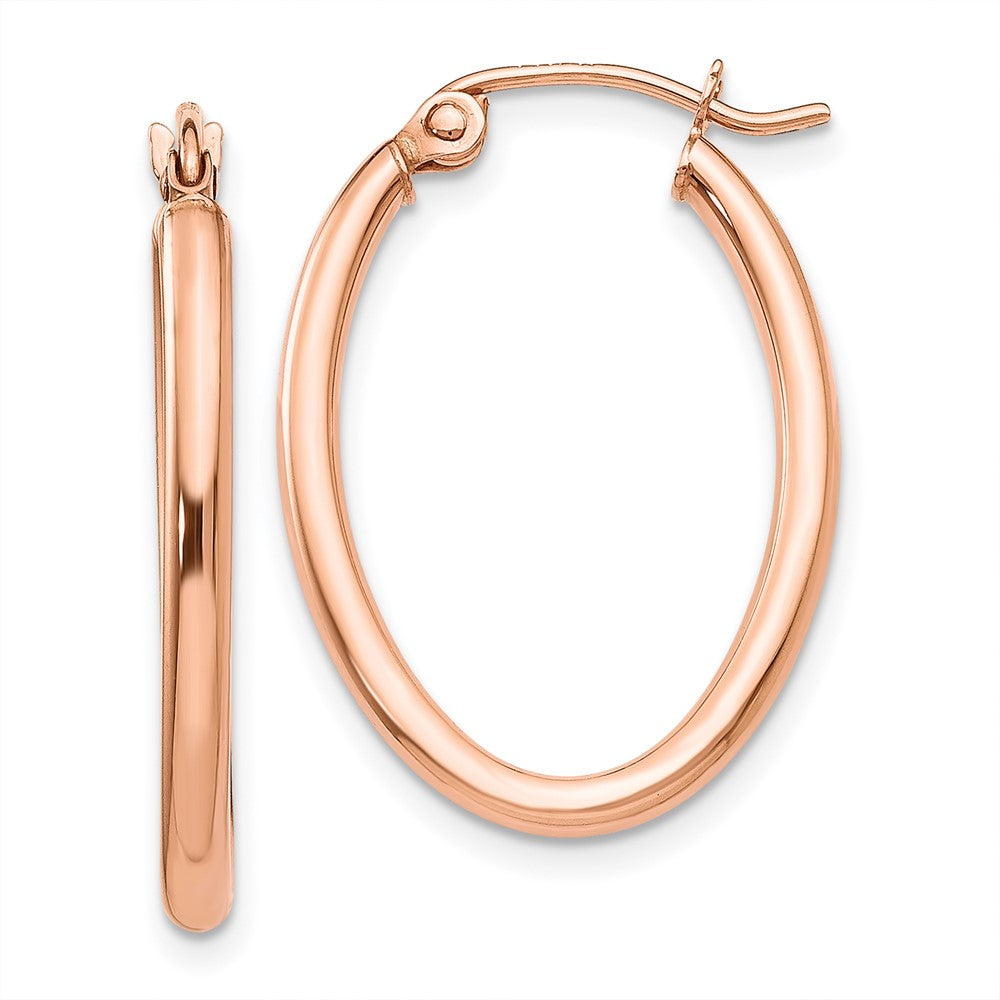 14K Rose Gold Oval Hoop Earrings