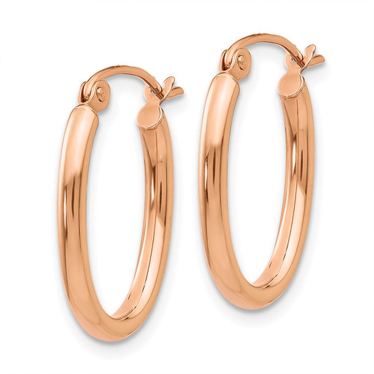 14K Rose Gold Oval Hoop Earrings