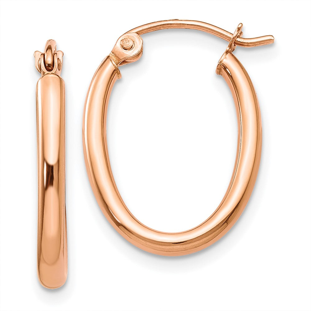 14K Rose Gold Oval Hoop Earrings