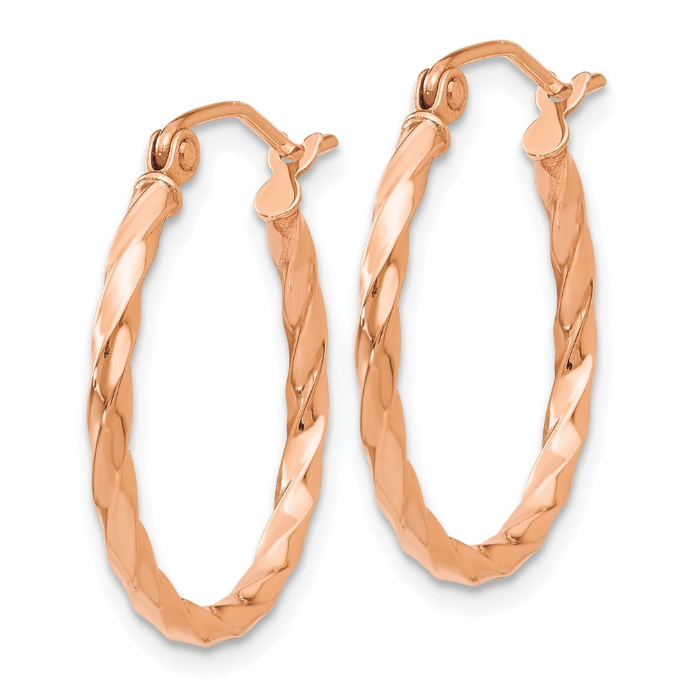 14K Rose Gold Twisted Hoop Earrings