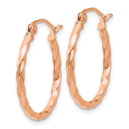 14K Rose Gold Twisted Hoop Earrings