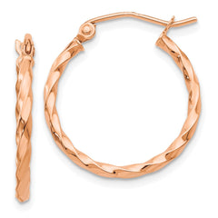 14K Rose Gold Twisted Hoop Earrings