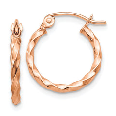 14K Rose Gold Twisted Hoop Earrings