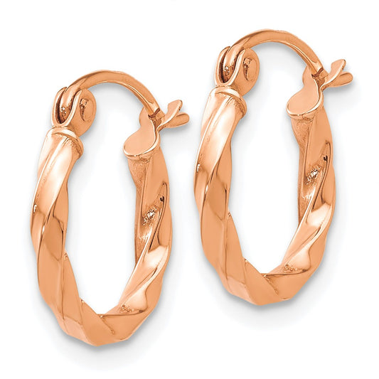 14K Rose Gold Twisted Hoop Earrings