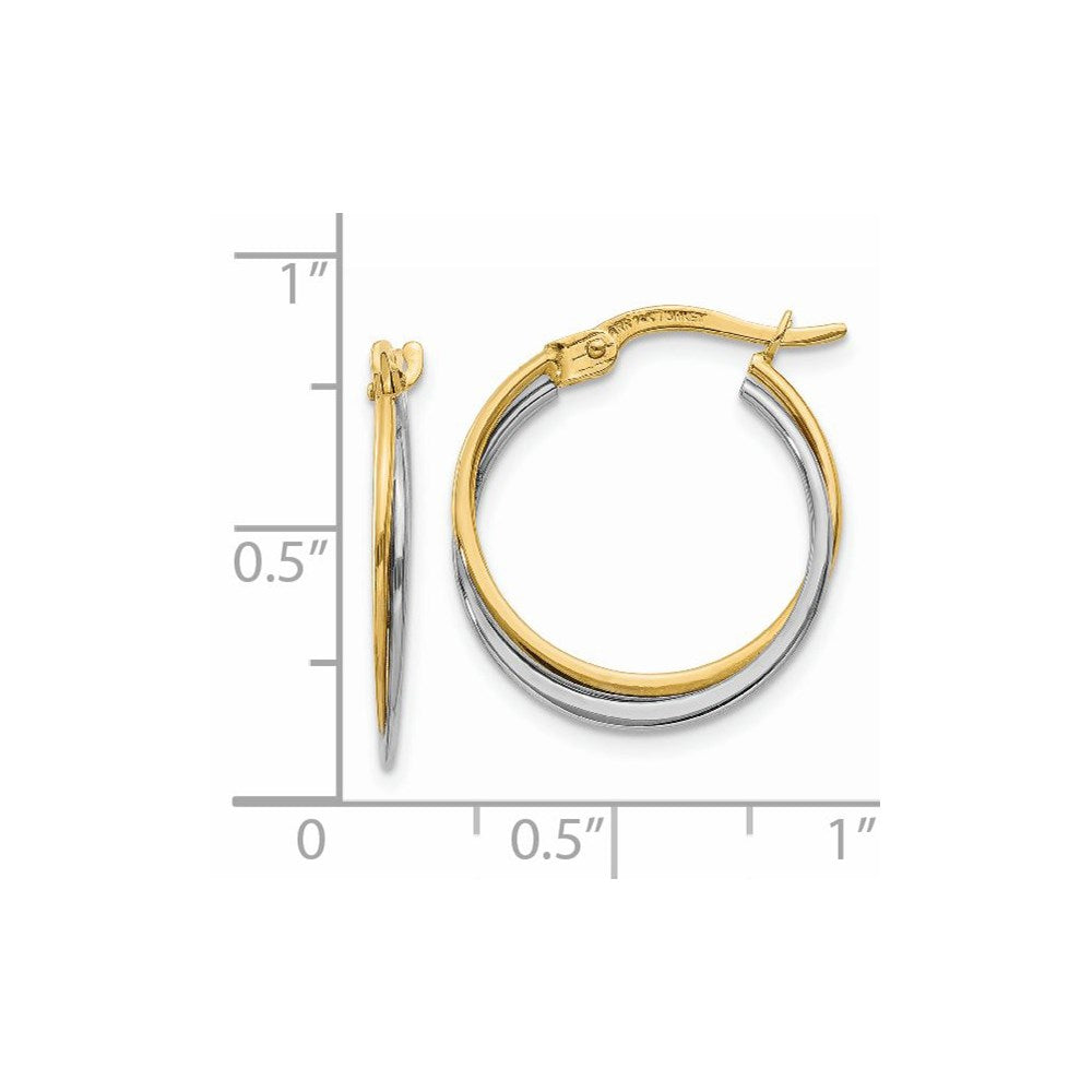 14K Two-Tone Gold Polished Hoop Earrings