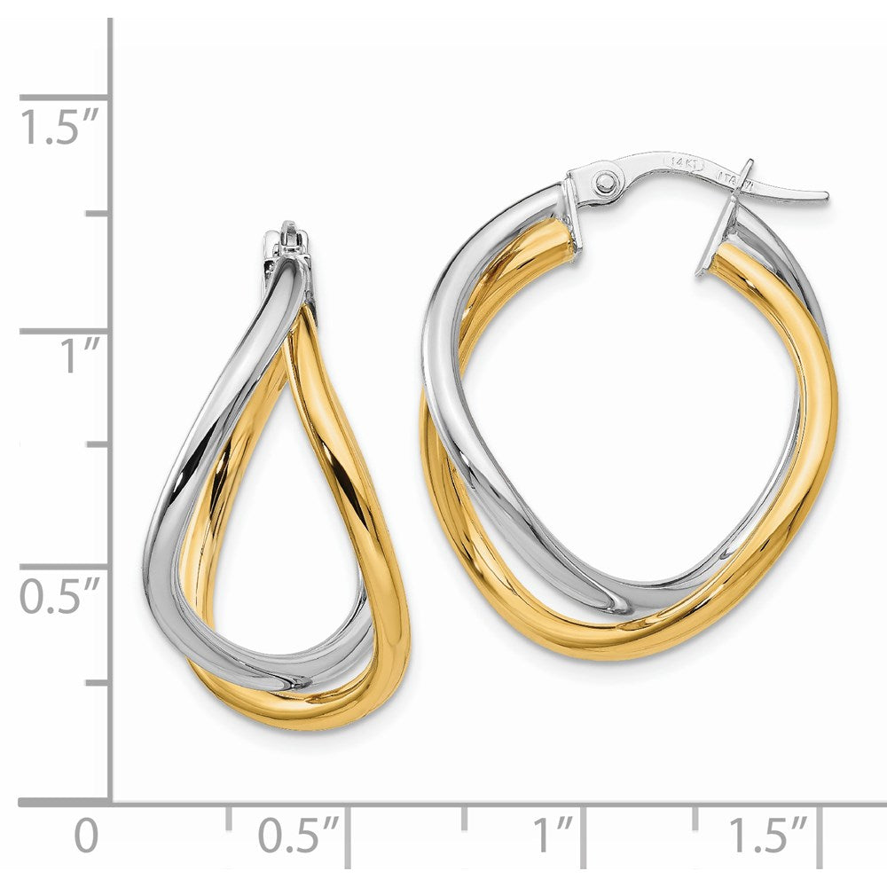 14K Two-Tone Gold Polished Hoop Earrings