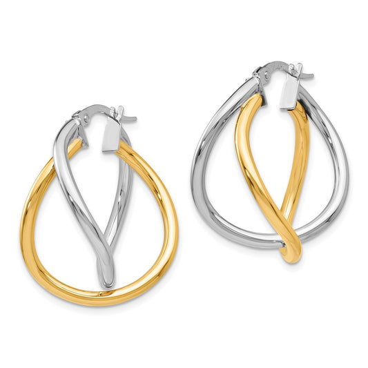 14K Two-Tone Gold Polished Hoop Earrings