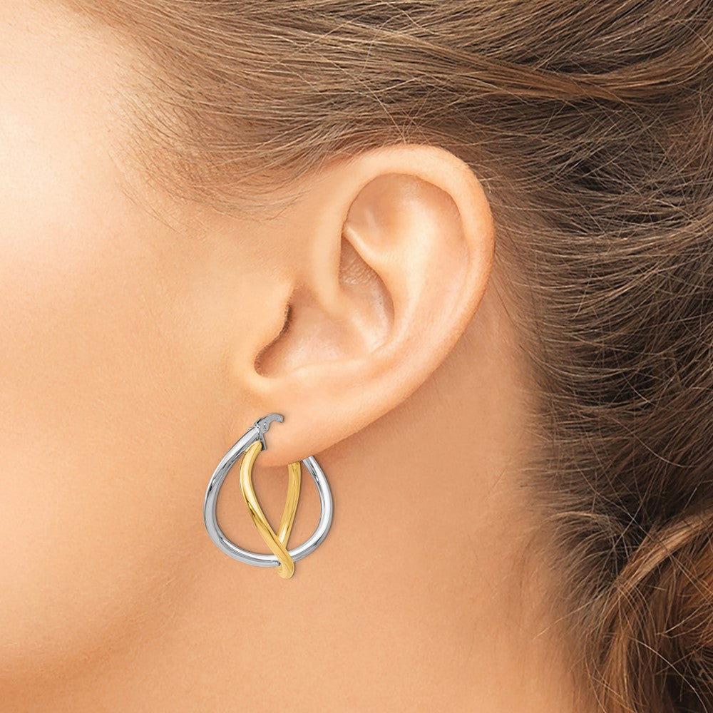 14K Two-Tone Gold Polished Hoop Earrings