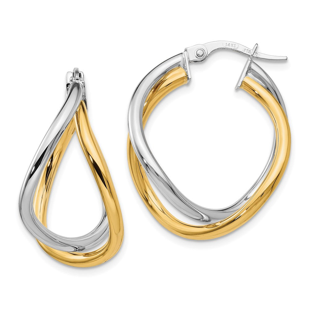 14K Two-Tone Gold Polished Hoop Earrings