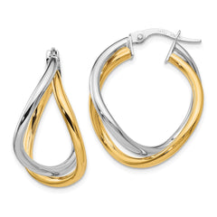 14K Two-Tone Gold Polished Hoop Earrings