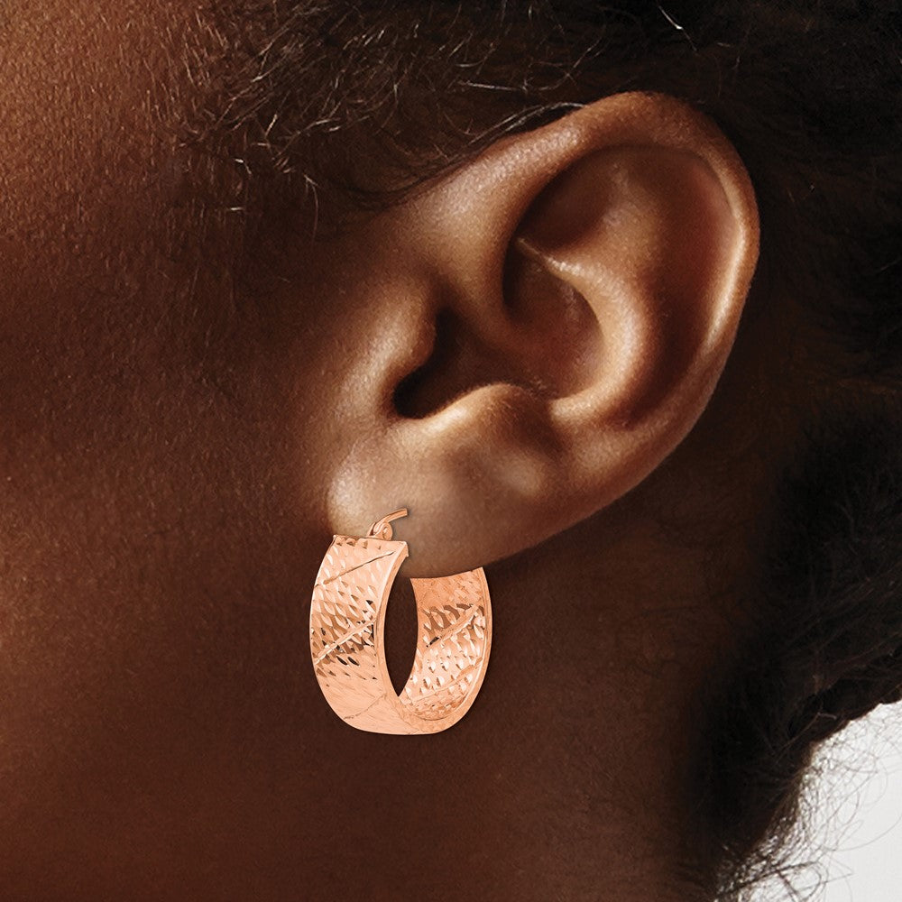 14K Rose Gold Diamond-cut Hoop Earrings