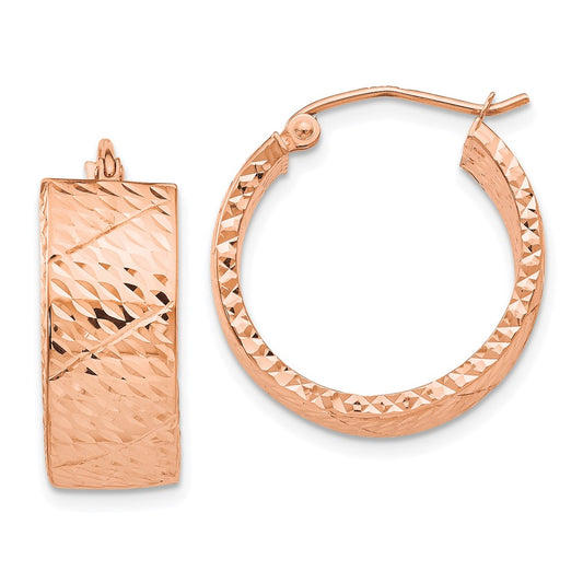 14K Rose Gold Diamond-cut Hoop Earrings