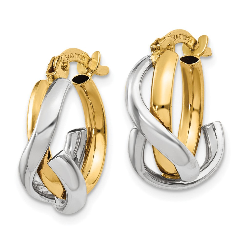 14K Two-Tone Gold Polished Fancy Hoop Earrings