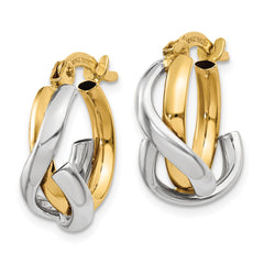 14K Two-Tone Gold Polished Fancy Hoop Earrings