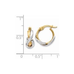 14K Two-Tone Gold Polished Fancy Hoop Earrings