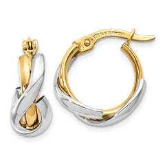 14K Two-Tone Gold Polished Fancy Hoop Earrings