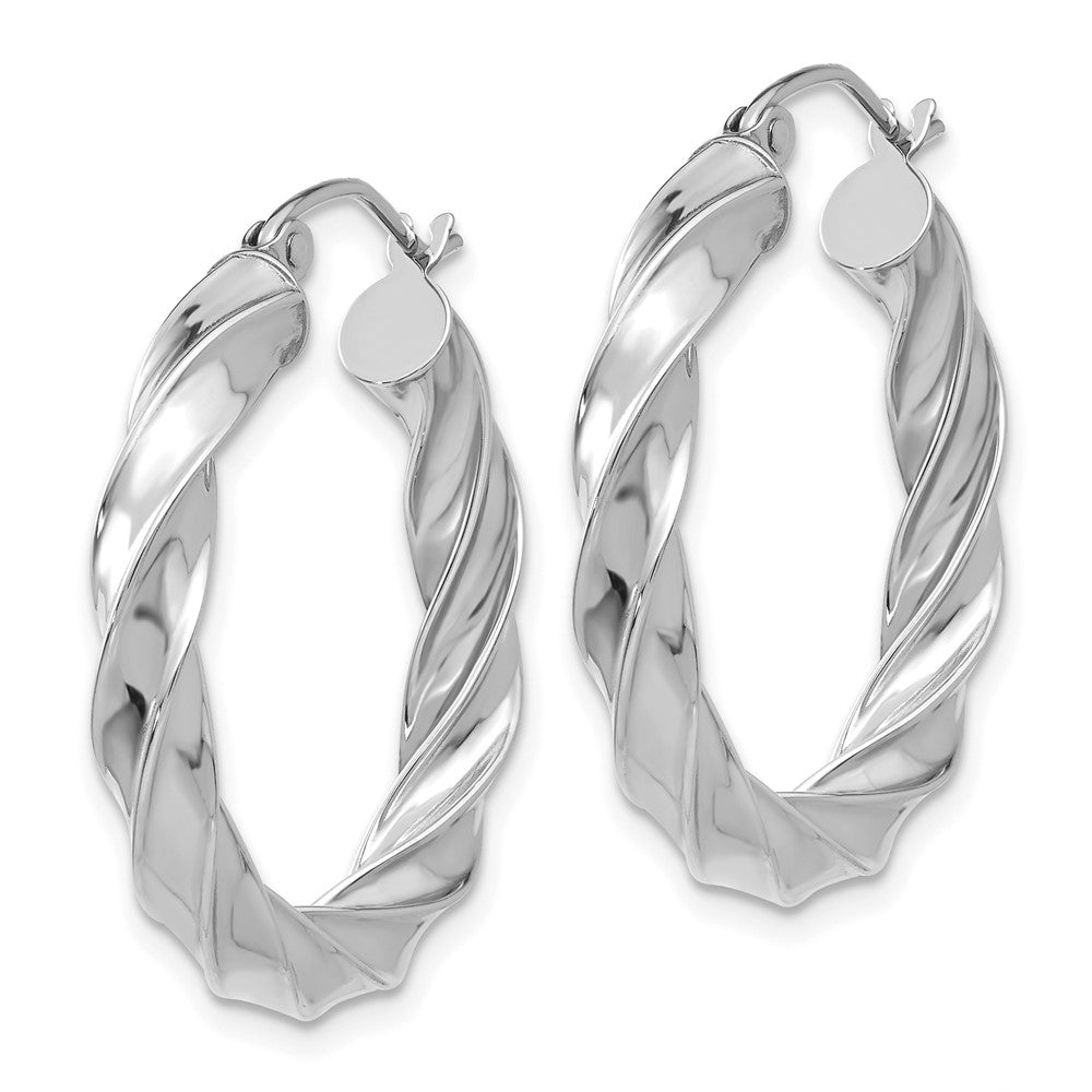 14K White Gold Light Twisted Hoop Earrings