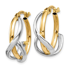 14K Two-Tone Gold Polished Twisted Hoop Earrings