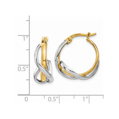 14K Two-Tone Gold Polished Twisted Hoop Earrings