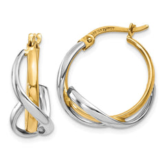 14K Two-Tone Gold Polished Twisted Hoop Earrings