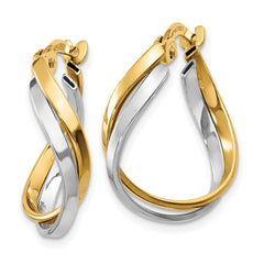 14K Two-Tone Gold Polished Twisted Hoop Earrings