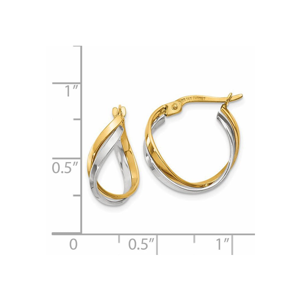 14K Two-Tone Gold Polished Twisted Hoop Earrings