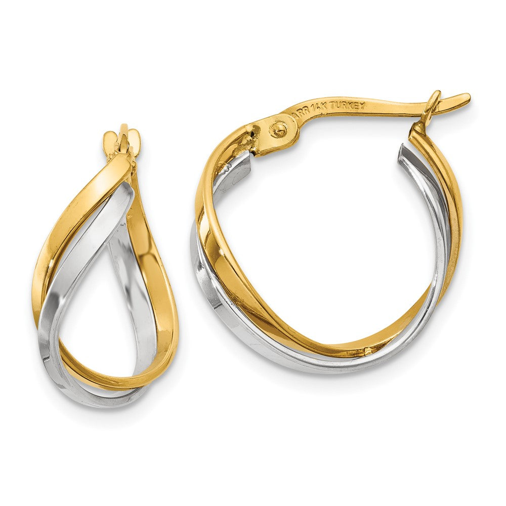 14K Two-Tone Gold Polished Twisted Hoop Earrings